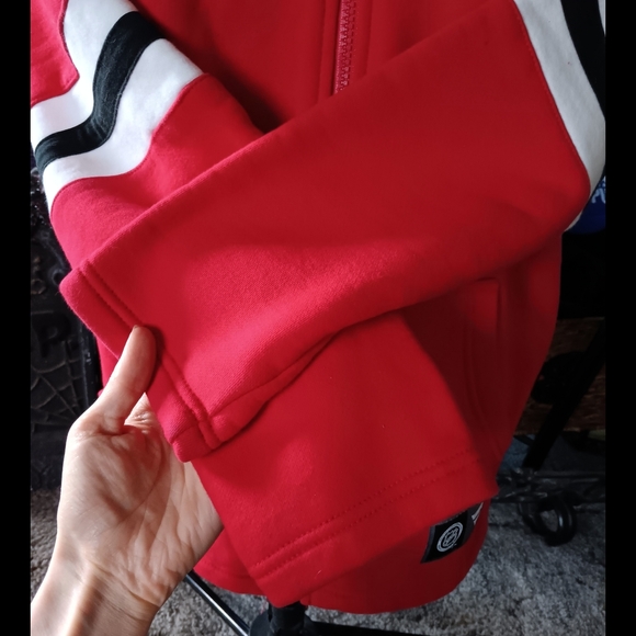 🖤 Chicago Blackhawks Zip Up Hoodie NHL Hockey Large Cotton Fanatics Red - Picture 8 of 15